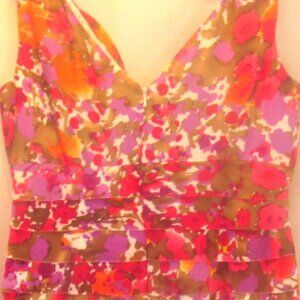 Jones Wear Dress, Size 12, Multicolor, Tiered Material, Fully Lined, V Neck E230